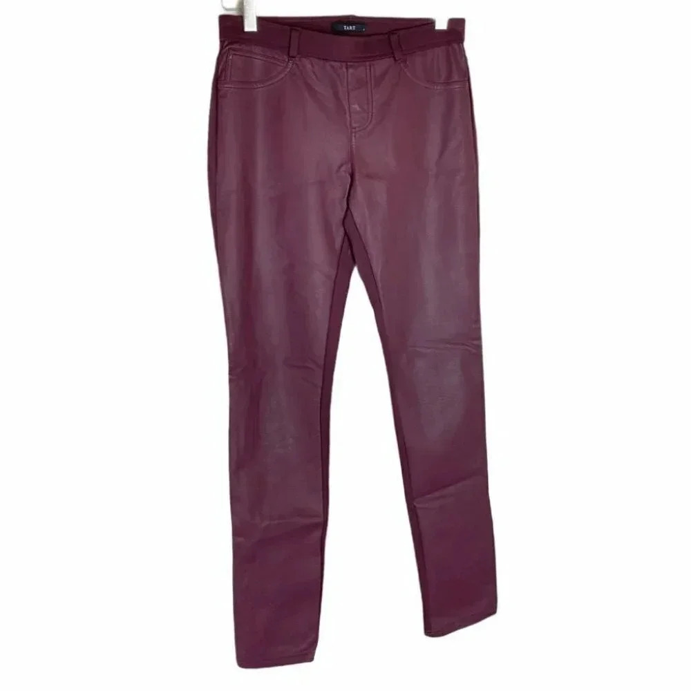 TART size 2 maroon faux leather front leggings pants
